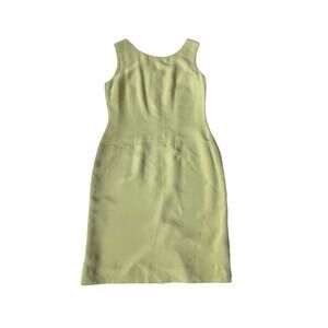 Vintage 1990s Constance Saunders Silk Sheath Dress Lined Lime Green 6 EUC